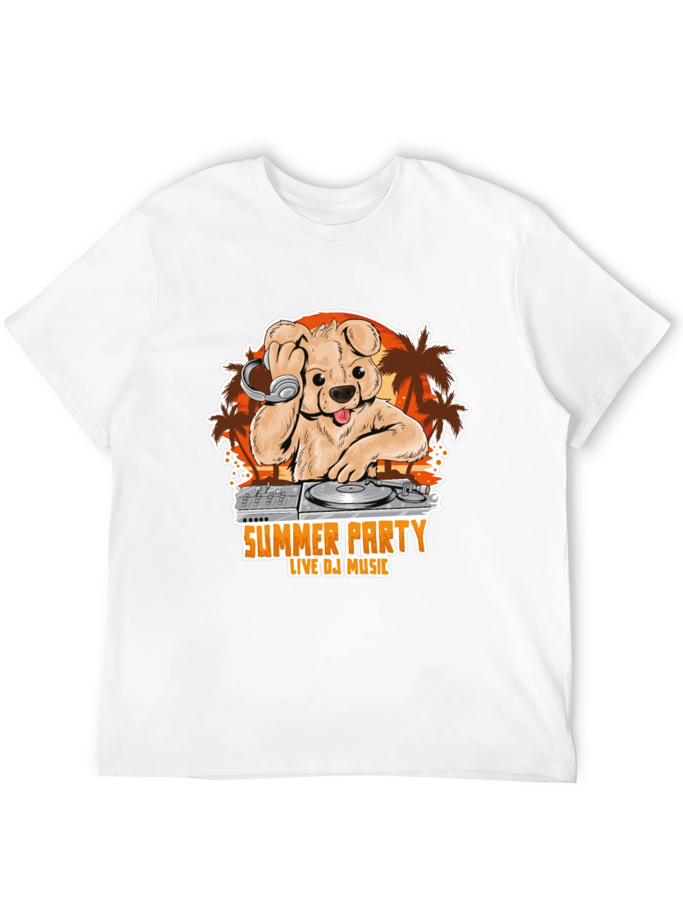 Summer Party DJ Dog Graphic T-Shirt