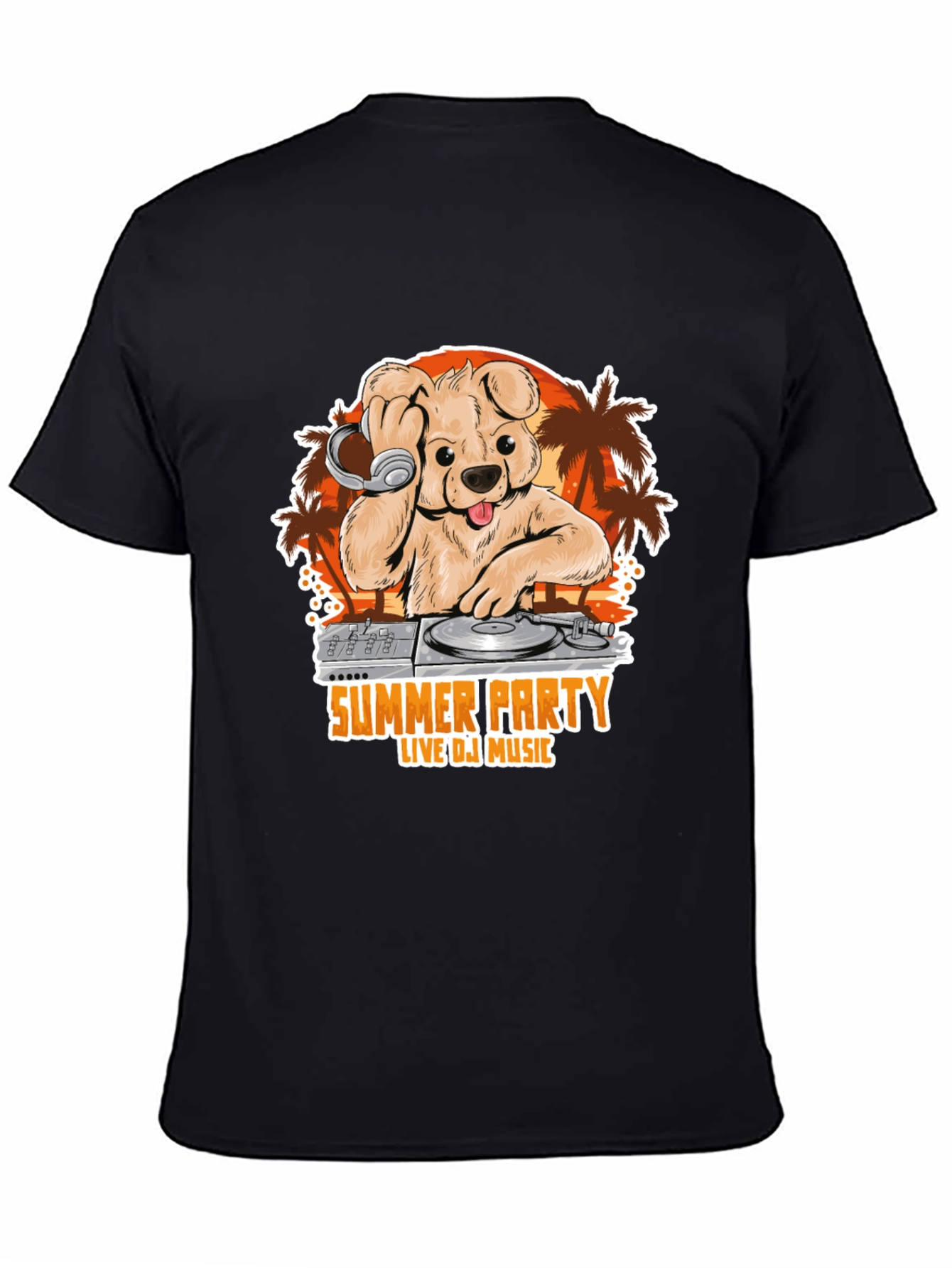 Summer Party DJ Dog Graphic T-Shirt