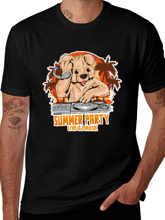 Summer Party DJ Dog Graphic T-Shirt