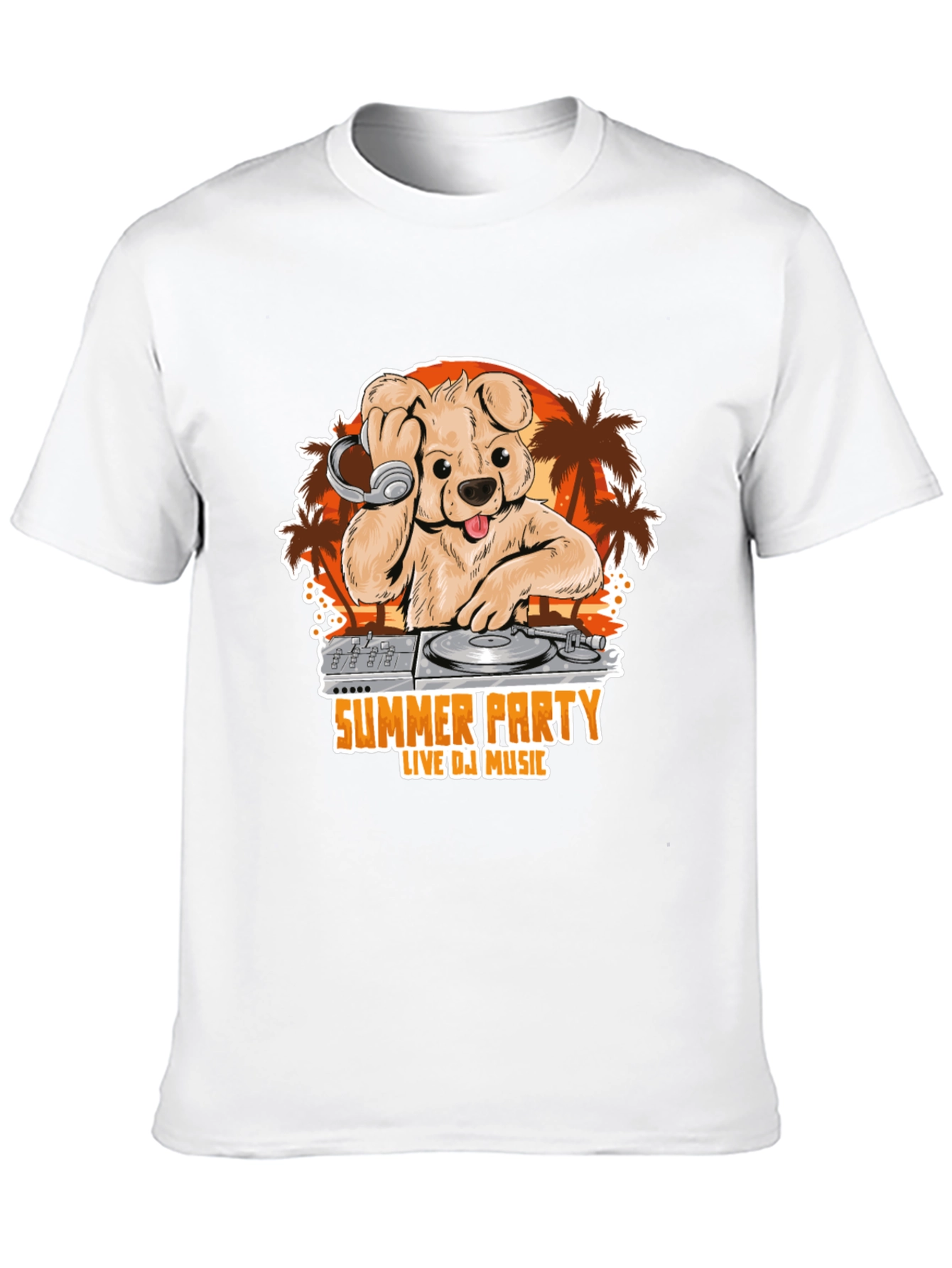 Summer Party DJ Dog Graphic T-Shirt