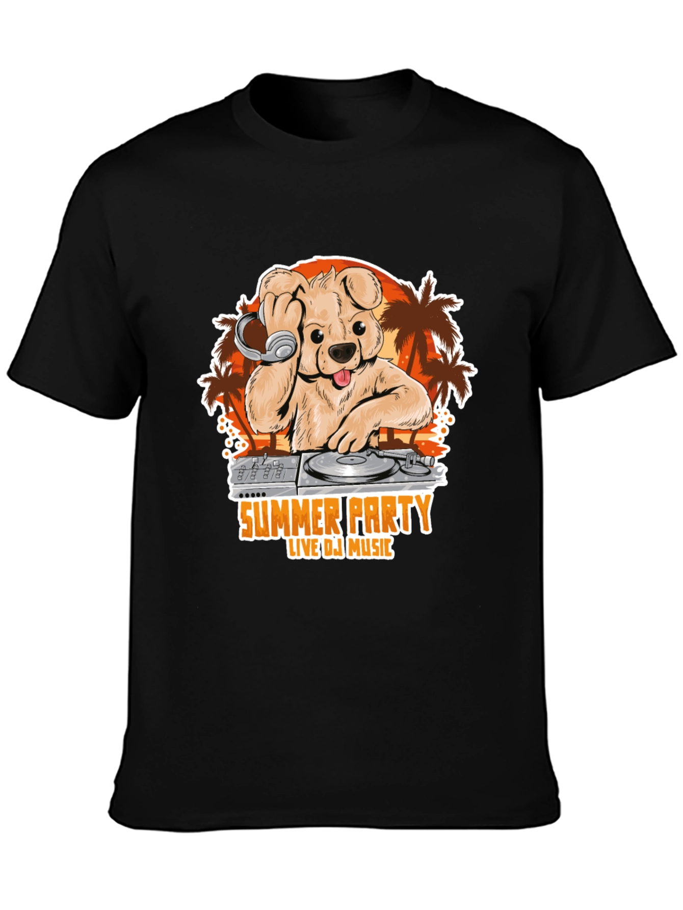 Summer Party DJ Dog Graphic T-Shirt