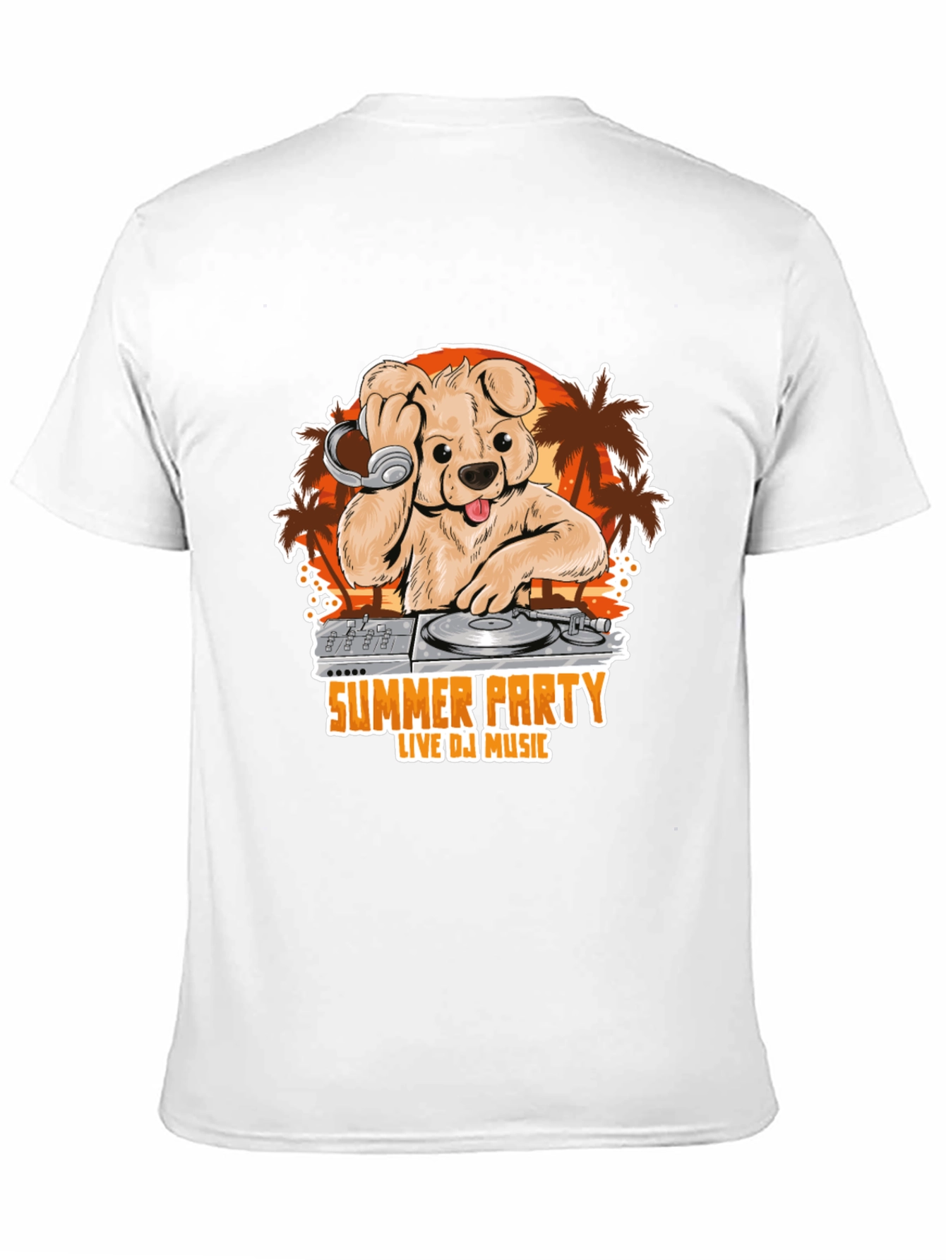 Summer Party DJ Dog Graphic T-Shirt