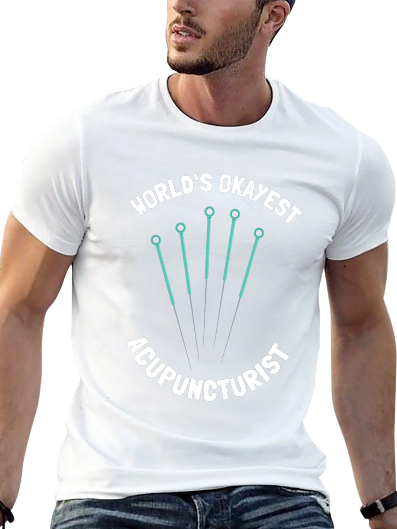 Worlds Okayest Acupuncturist Black Graphic Tee