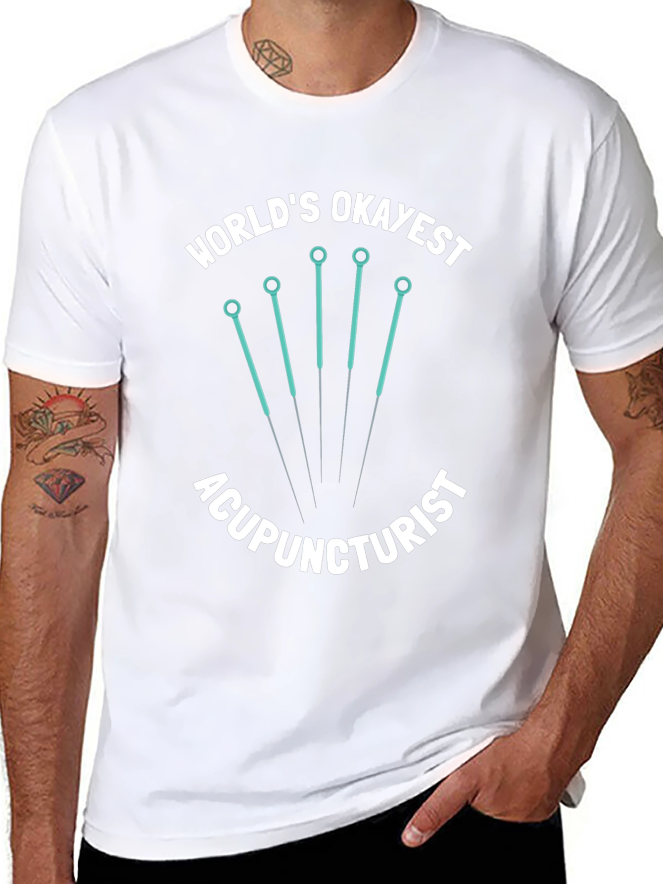 Worlds Okayest Acupuncturist Black Graphic Tee