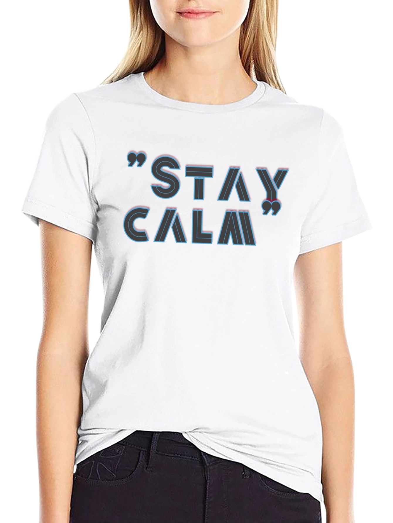 Stay Calm Graphic Black T-Shirt