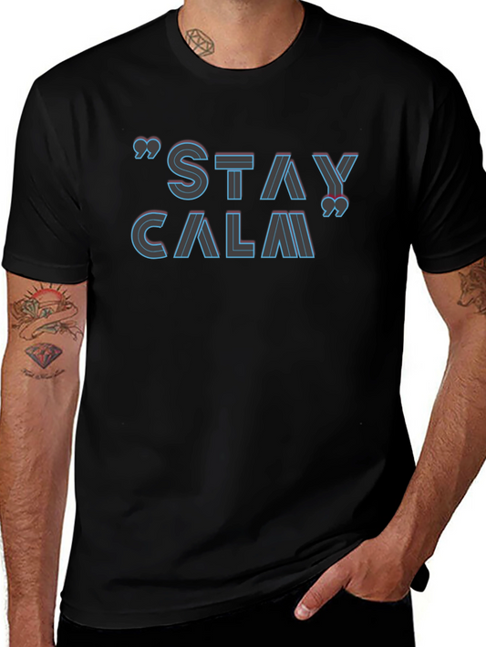 Stay Calm Graphic Black T-Shirt