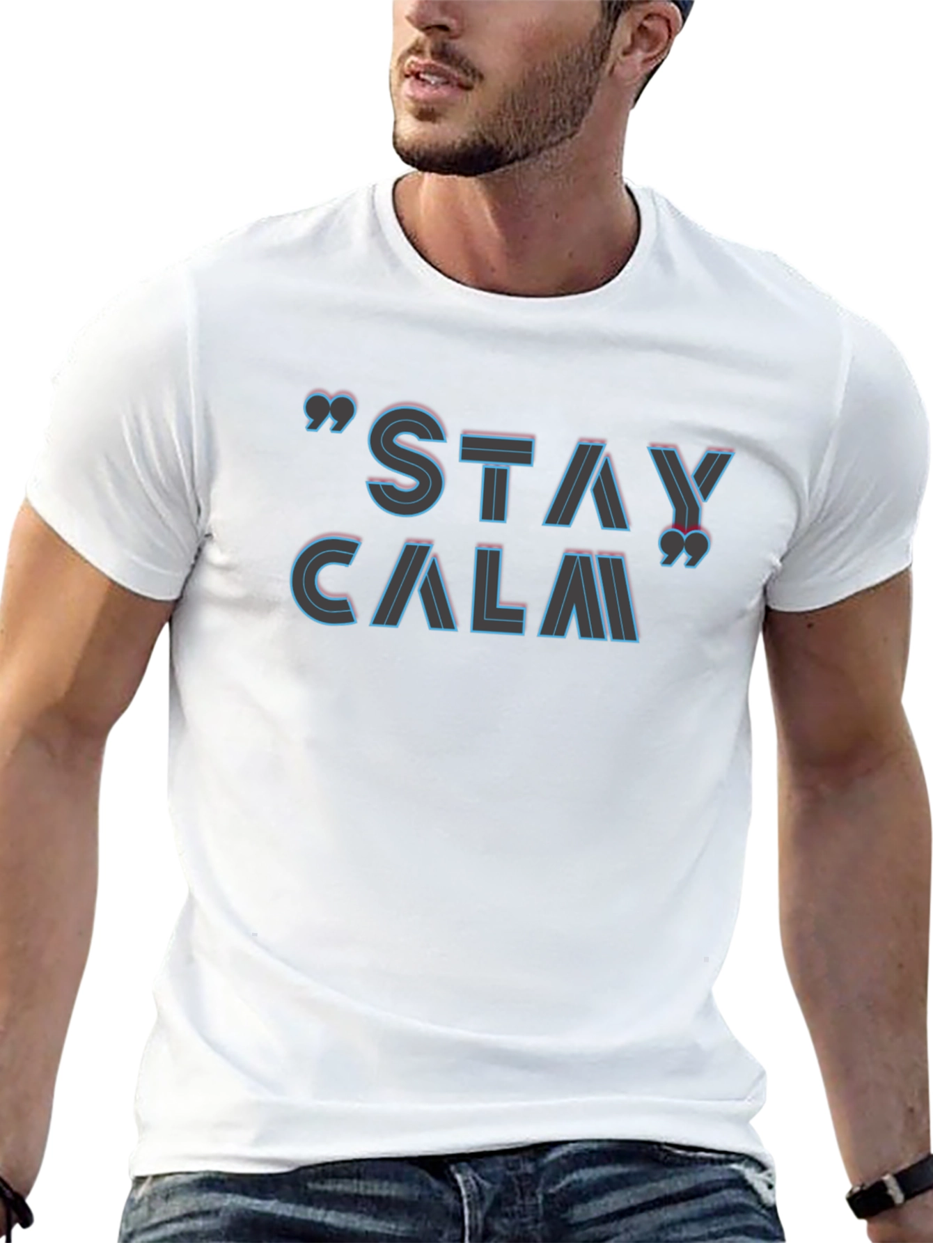 Stay Calm Graphic Black T-Shirt