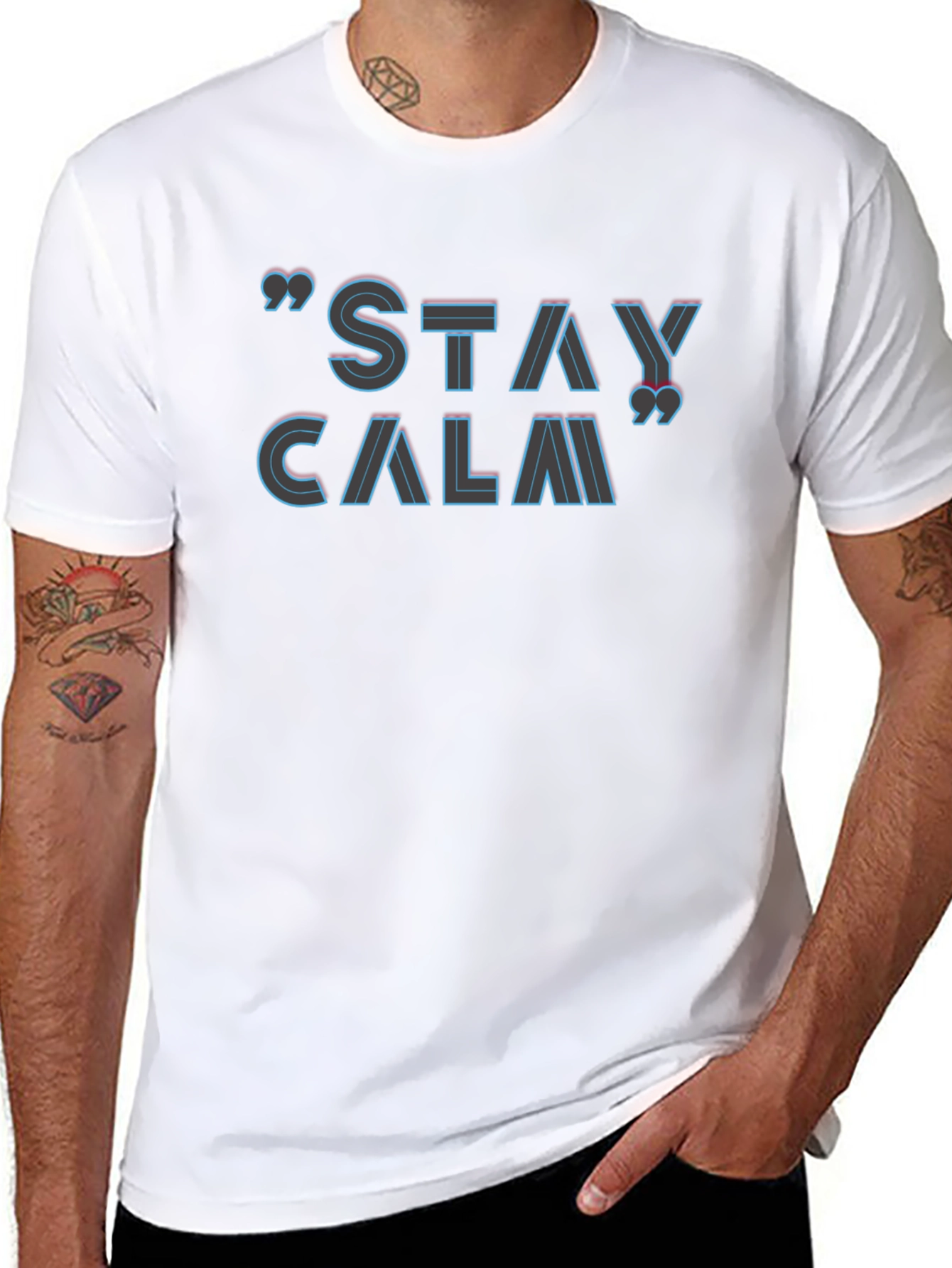 Stay Calm Graphic Black T-Shirt