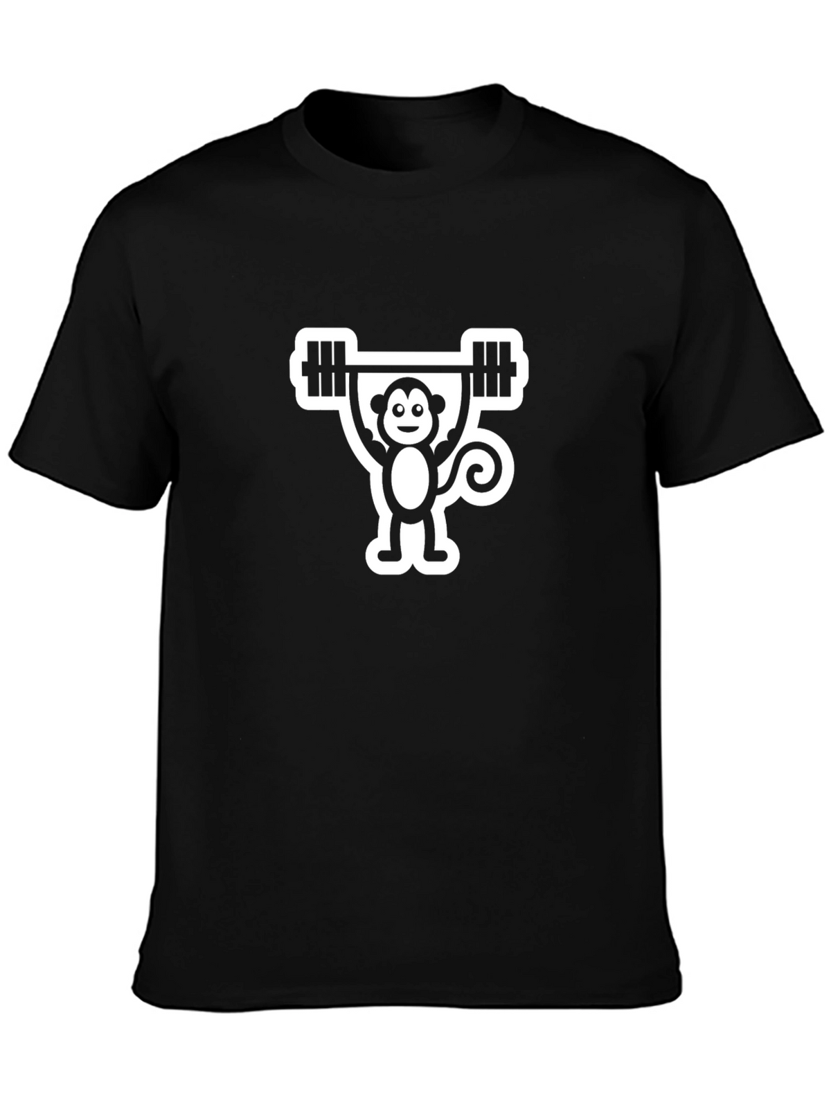 Monkey Barbell Black T-Shirt - Funny Workout Tee
