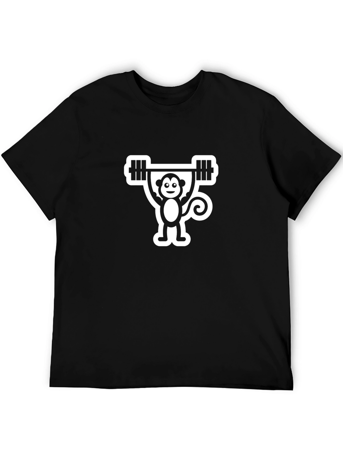 Monkey Barbell Black T-Shirt - Funny Workout Tee