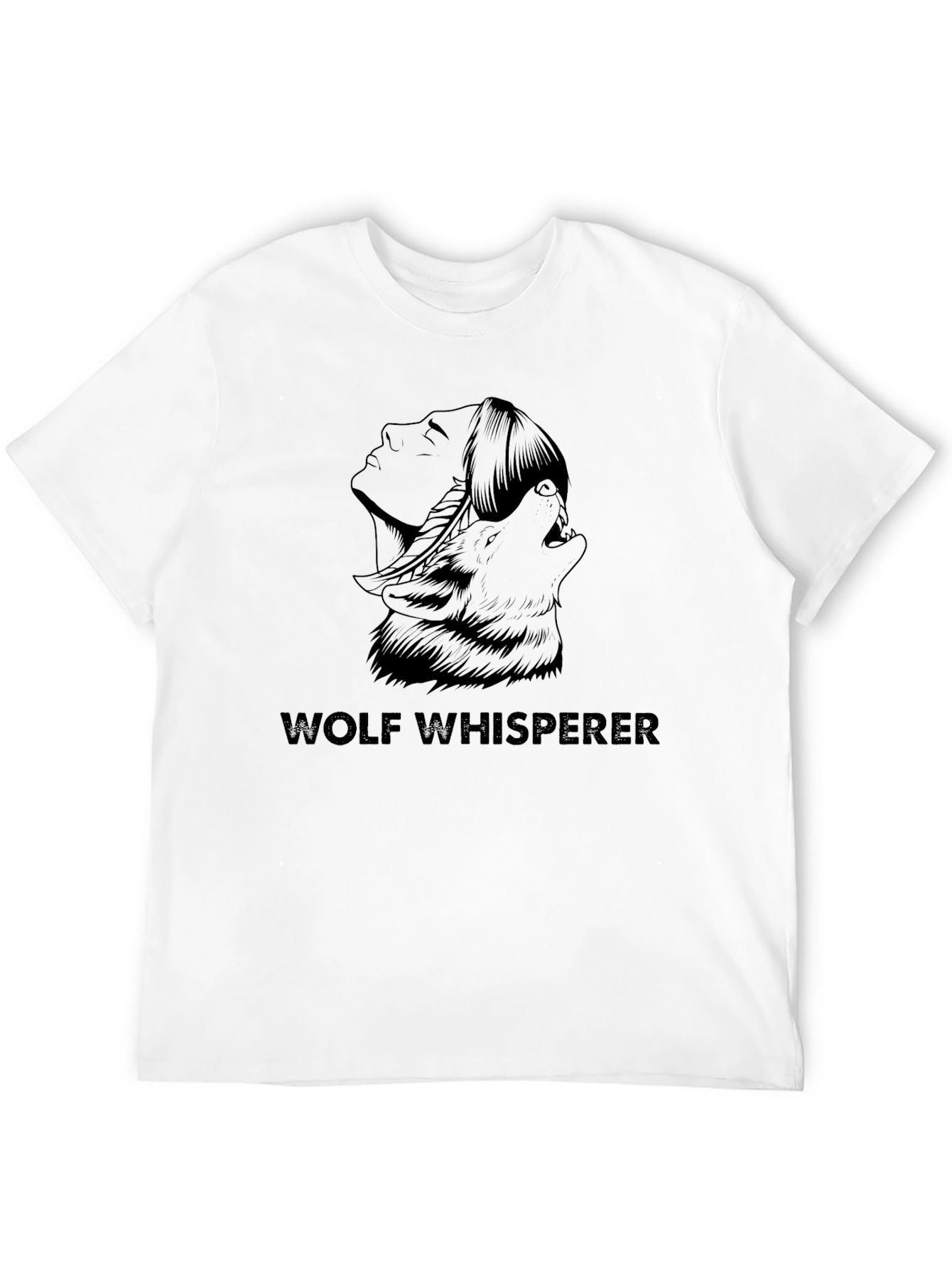 Wolf Whisperer Graphic Tee - Black Cotton Shirt