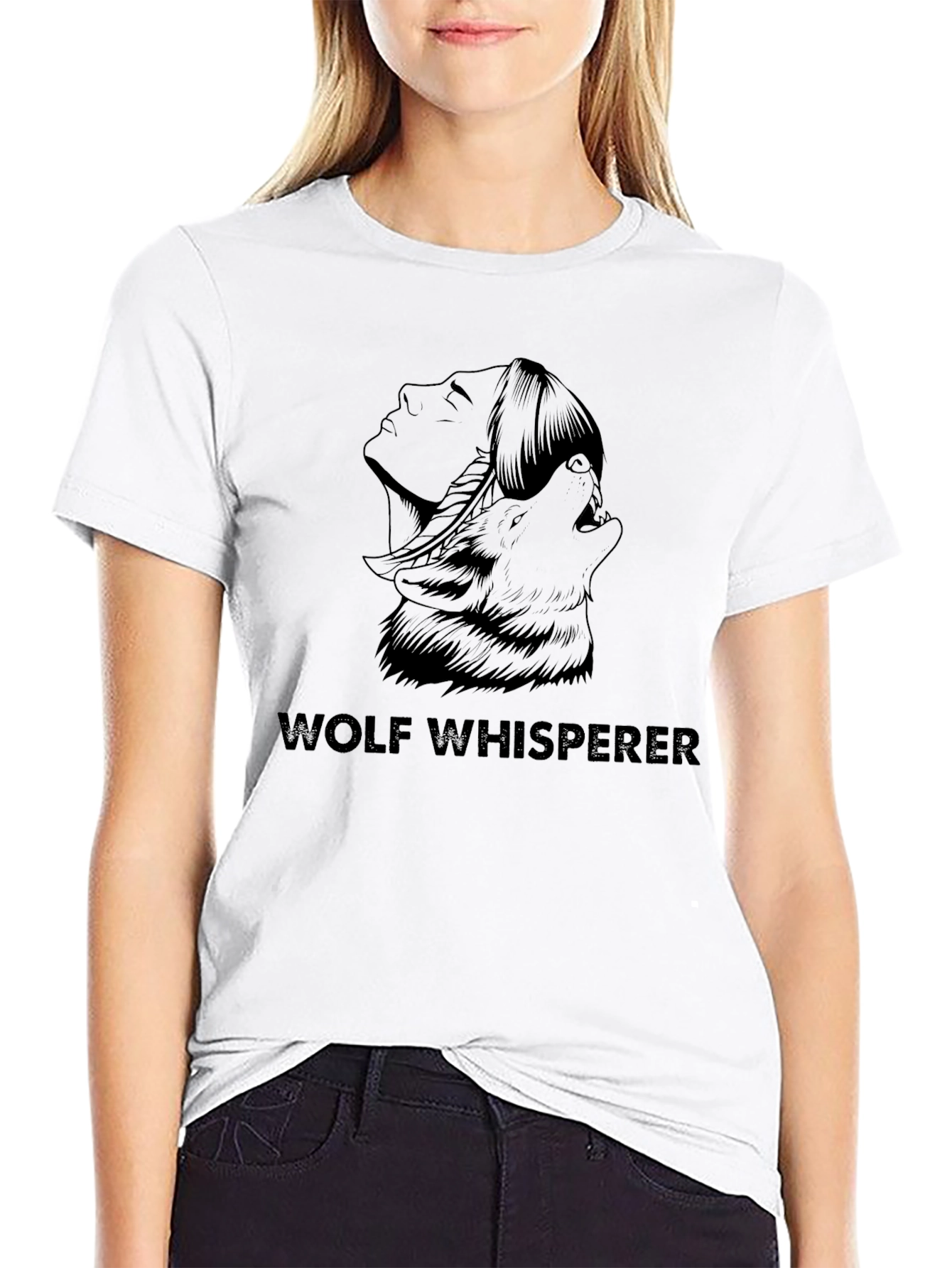 Wolf Whisperer Graphic Tee - Black Cotton Shirt