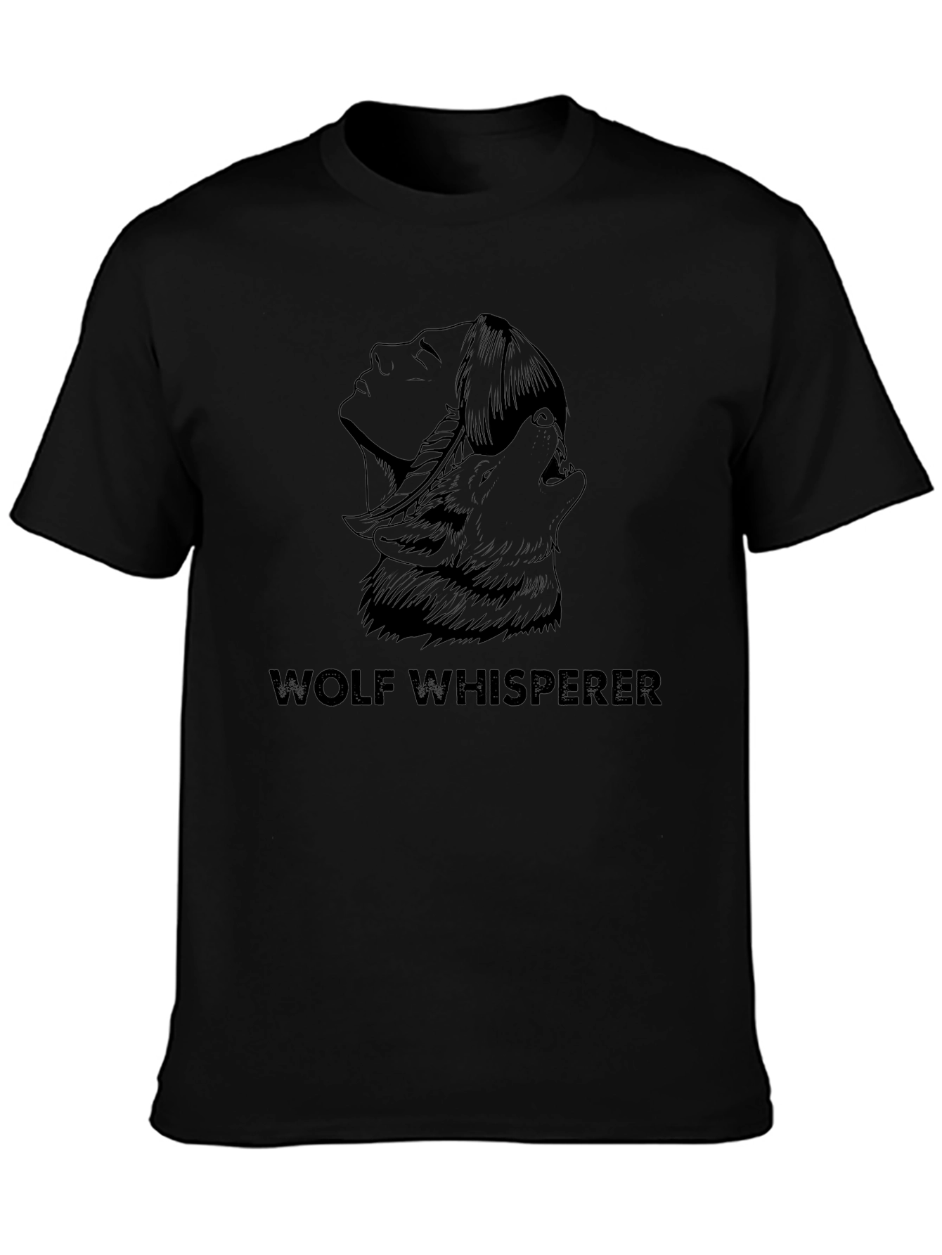 Wolf Whisperer Graphic Tee - Black Cotton Shirt