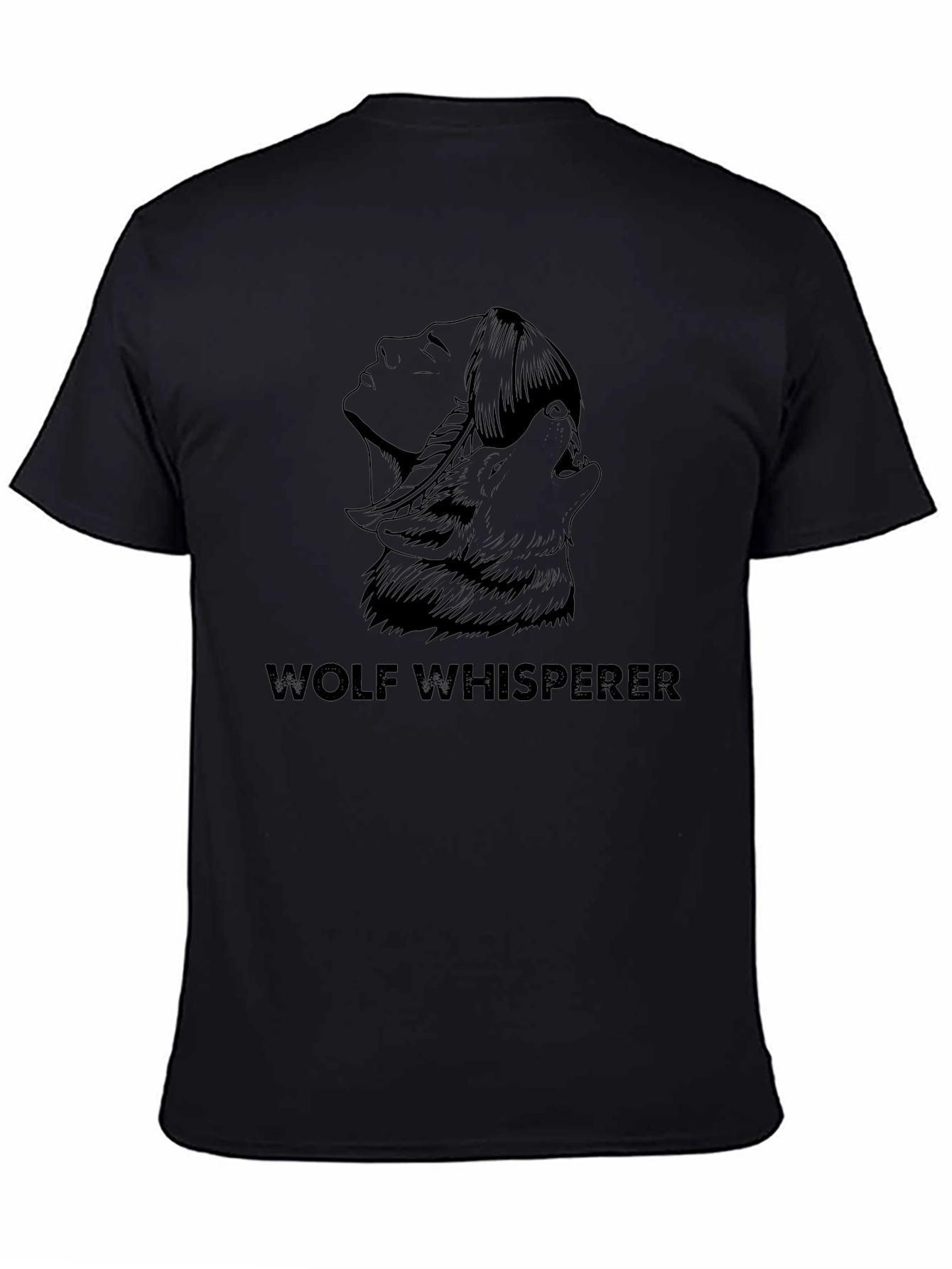 Wolf Whisperer Graphic Tee - Black Cotton Shirt