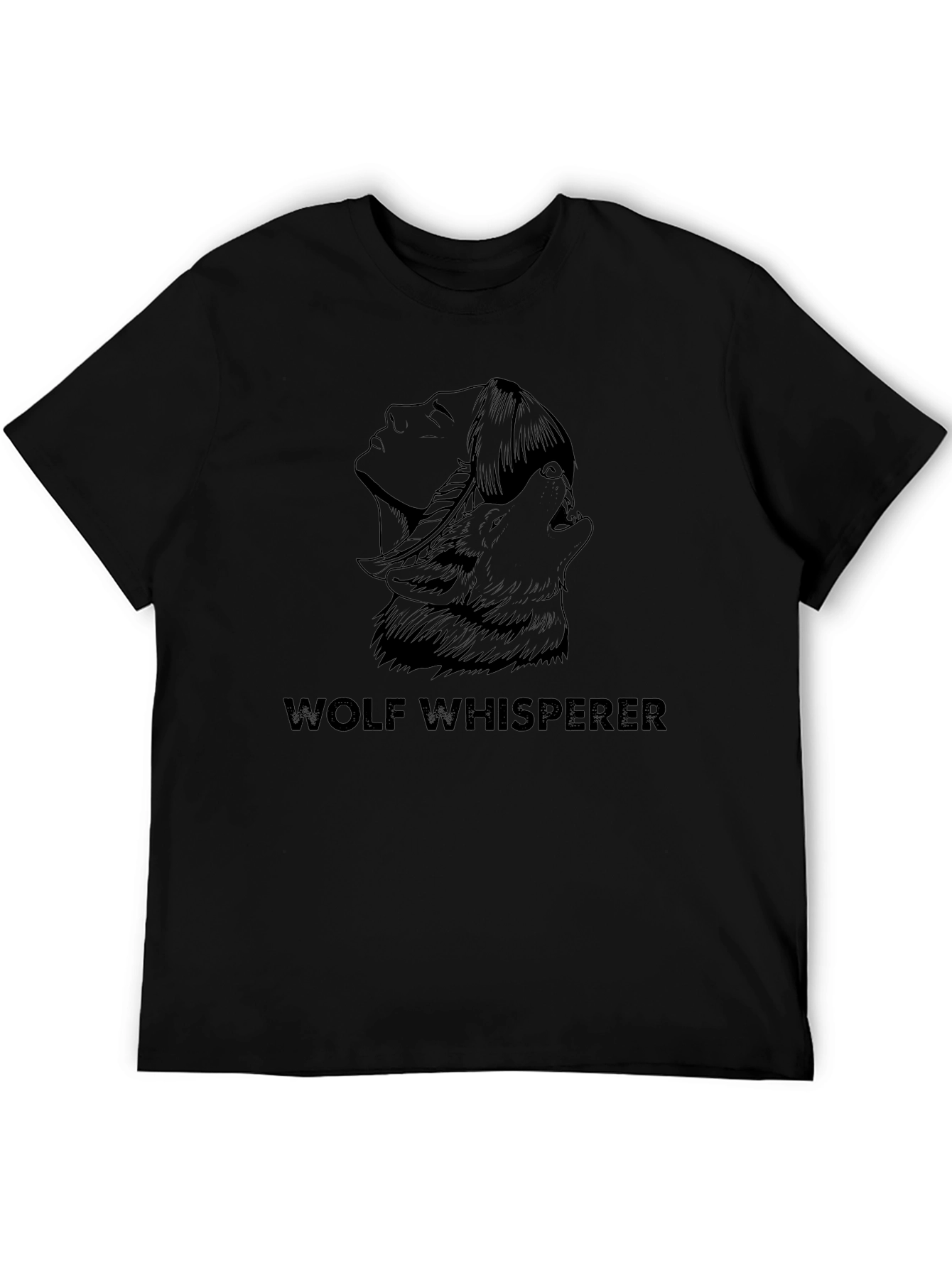 Wolf Whisperer Graphic Tee - Black Cotton Shirt