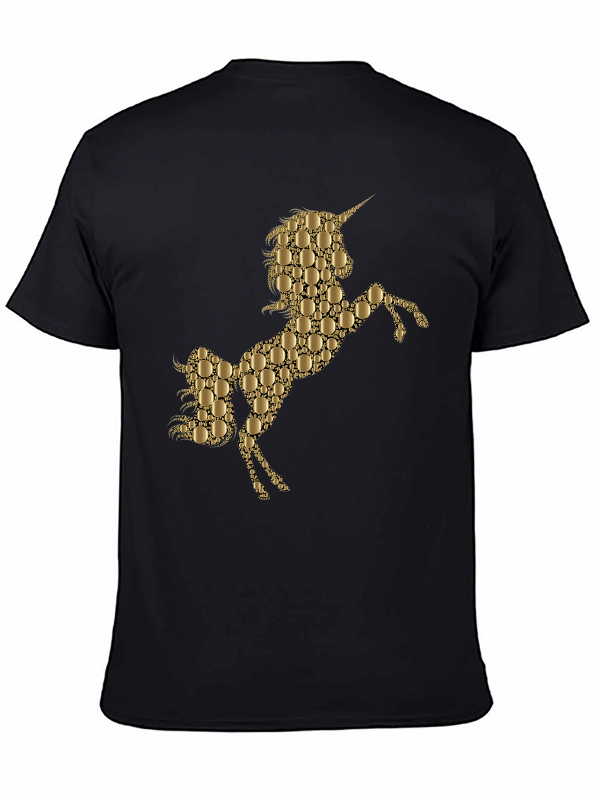 Gold Unicorn Graphic Black T-Shirt
