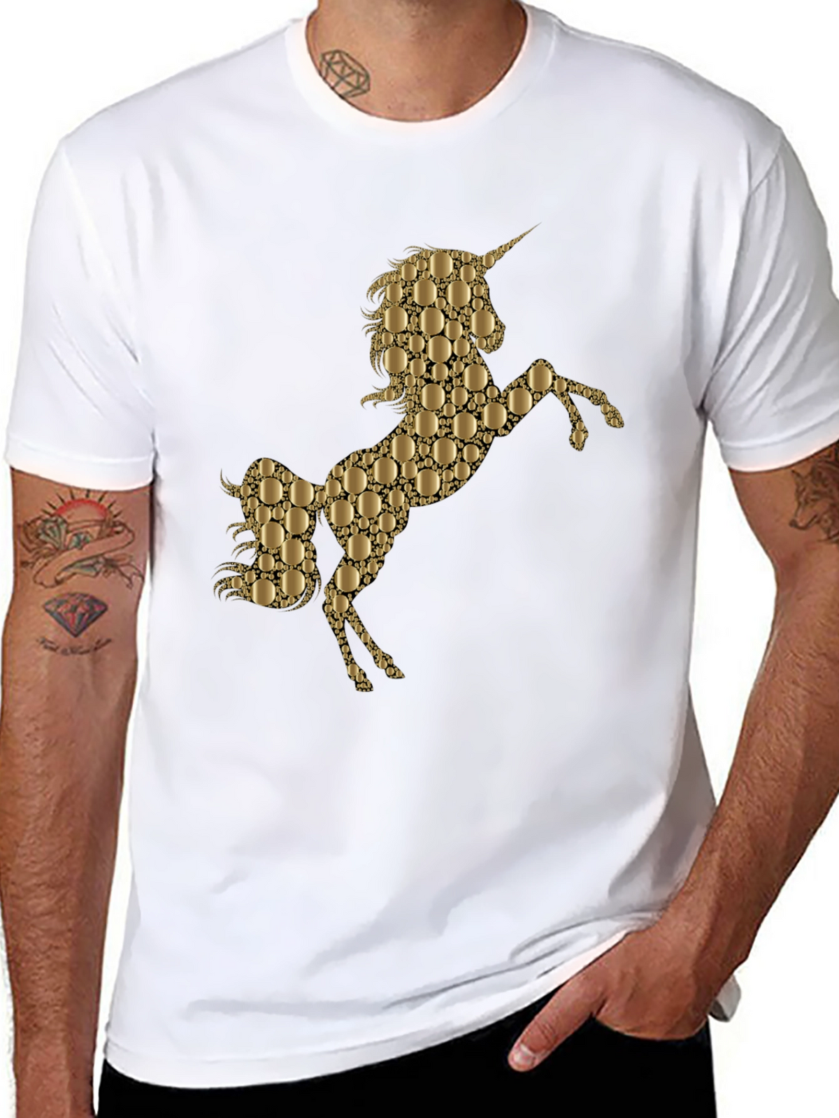 Gold Unicorn Graphic Black T-Shirt