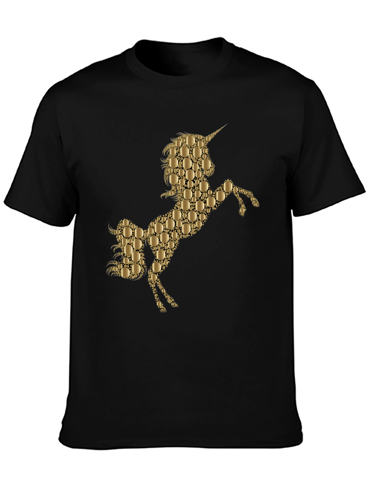 Gold Unicorn Graphic Black T-Shirt
