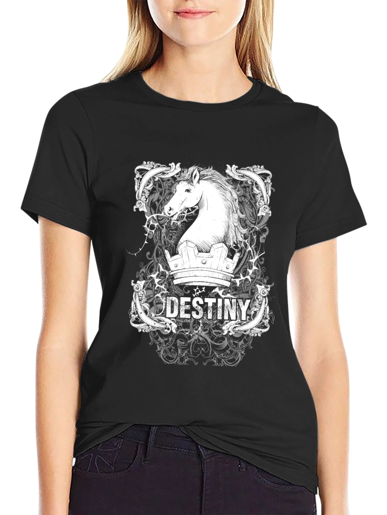 Destiny Horse Graphic T-Shirt - Black