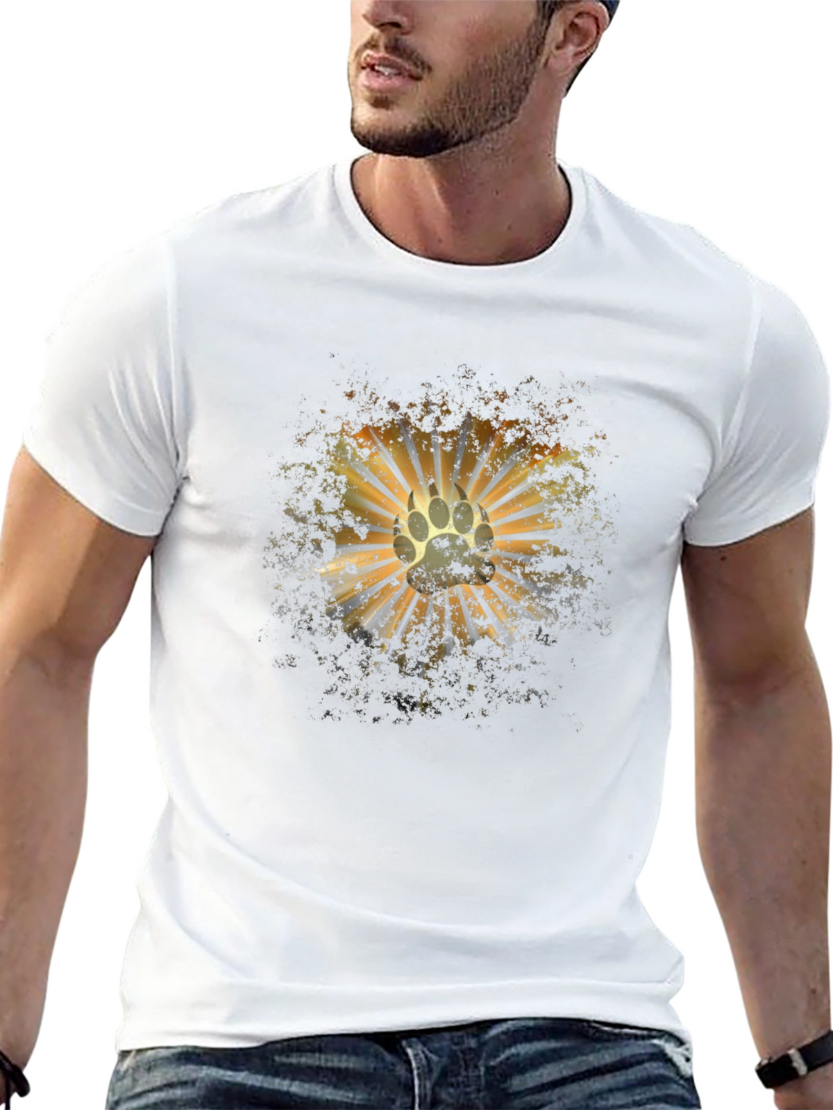 Paw Print Sunburst Graphic Tee - Mens Black T-Shirt