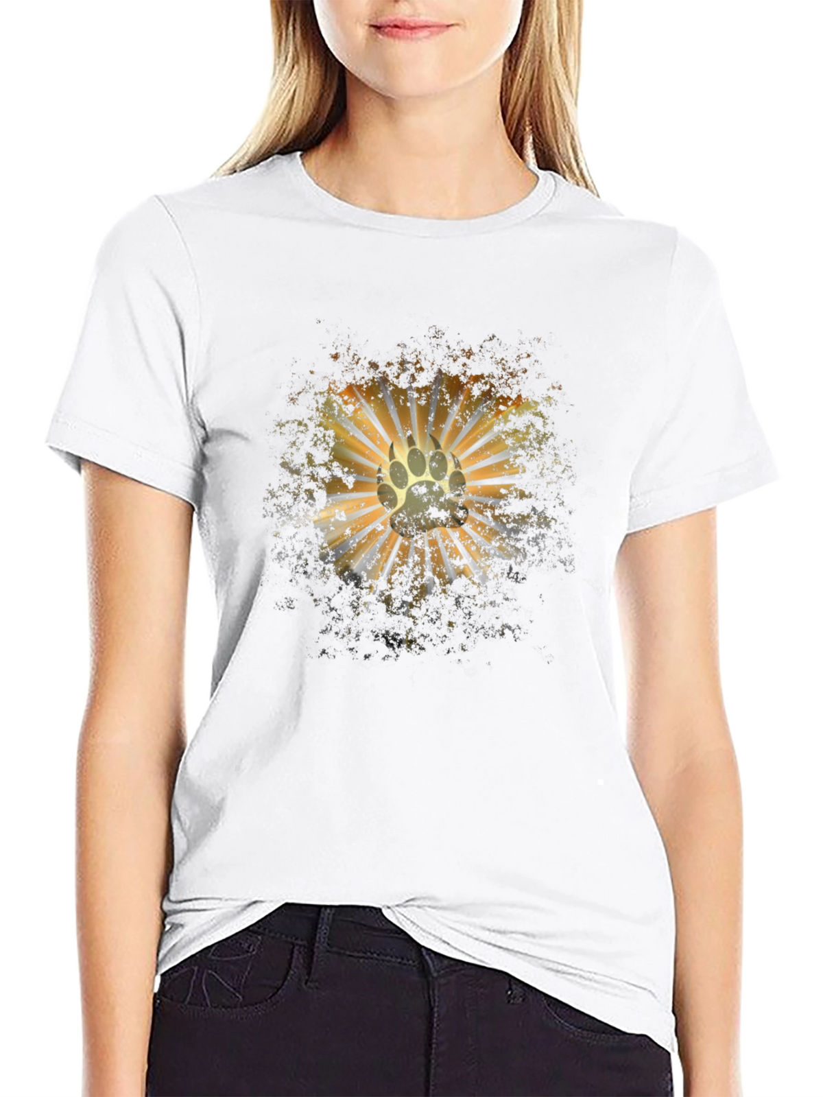 Paw Print Sunburst Graphic Tee - Mens Black T-Shirt