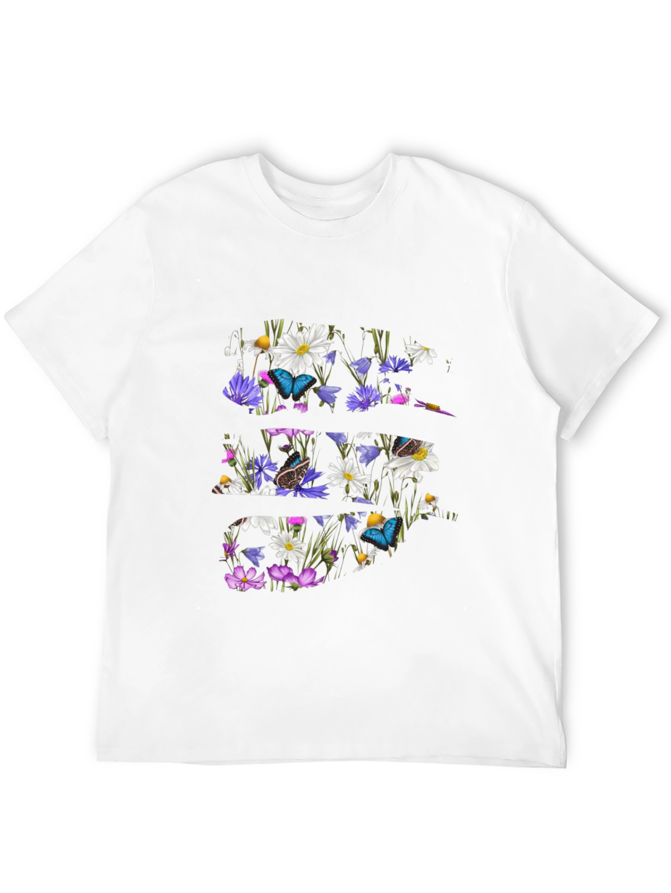 Floral Butterfly Graphic Tee - Mens Black T-Shirt
