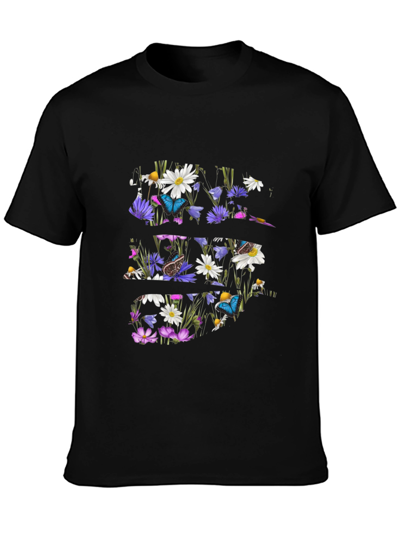 Floral Butterfly Graphic Tee - Mens Black T-Shirt