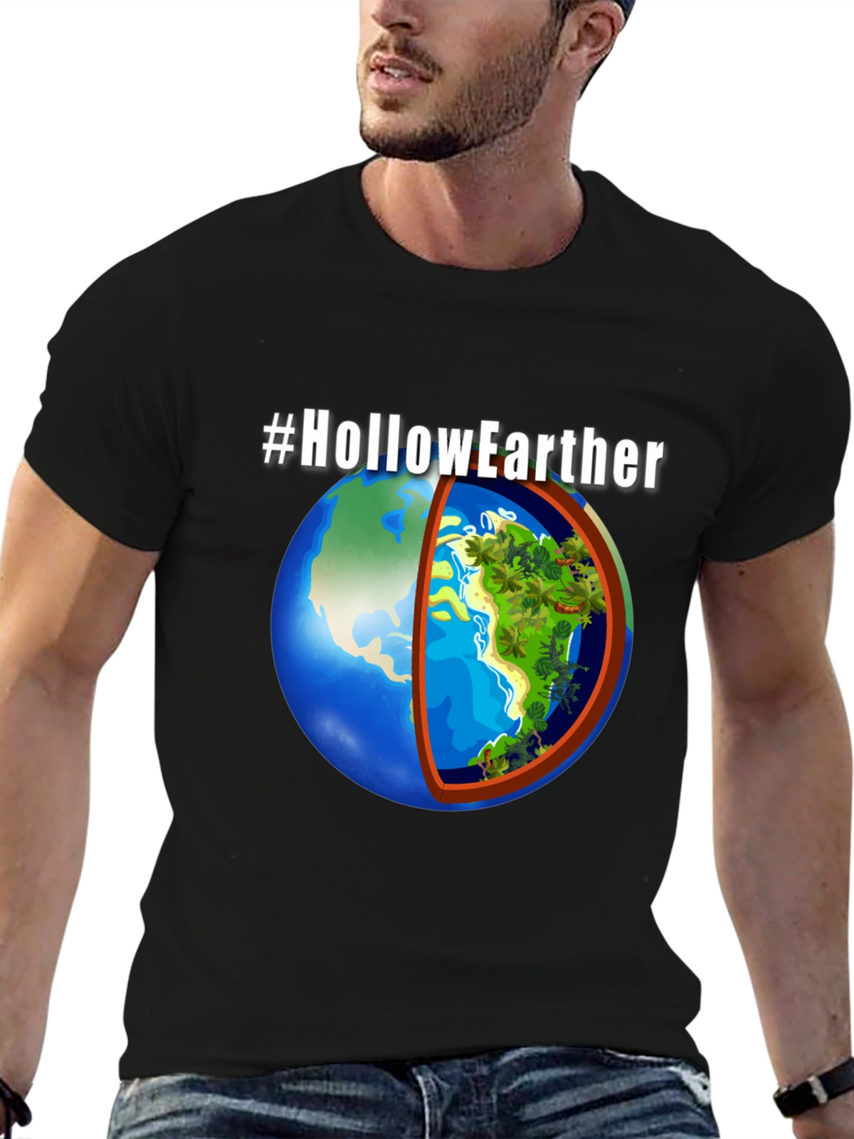 Hollow Earther Graphic T-Shirt - Conspiracy Theory Tee