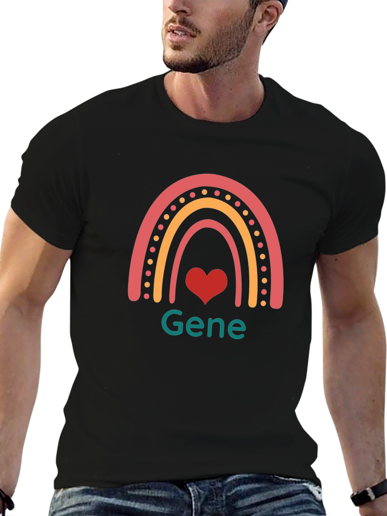 Rainbow Heart Gene Black T-Shirt