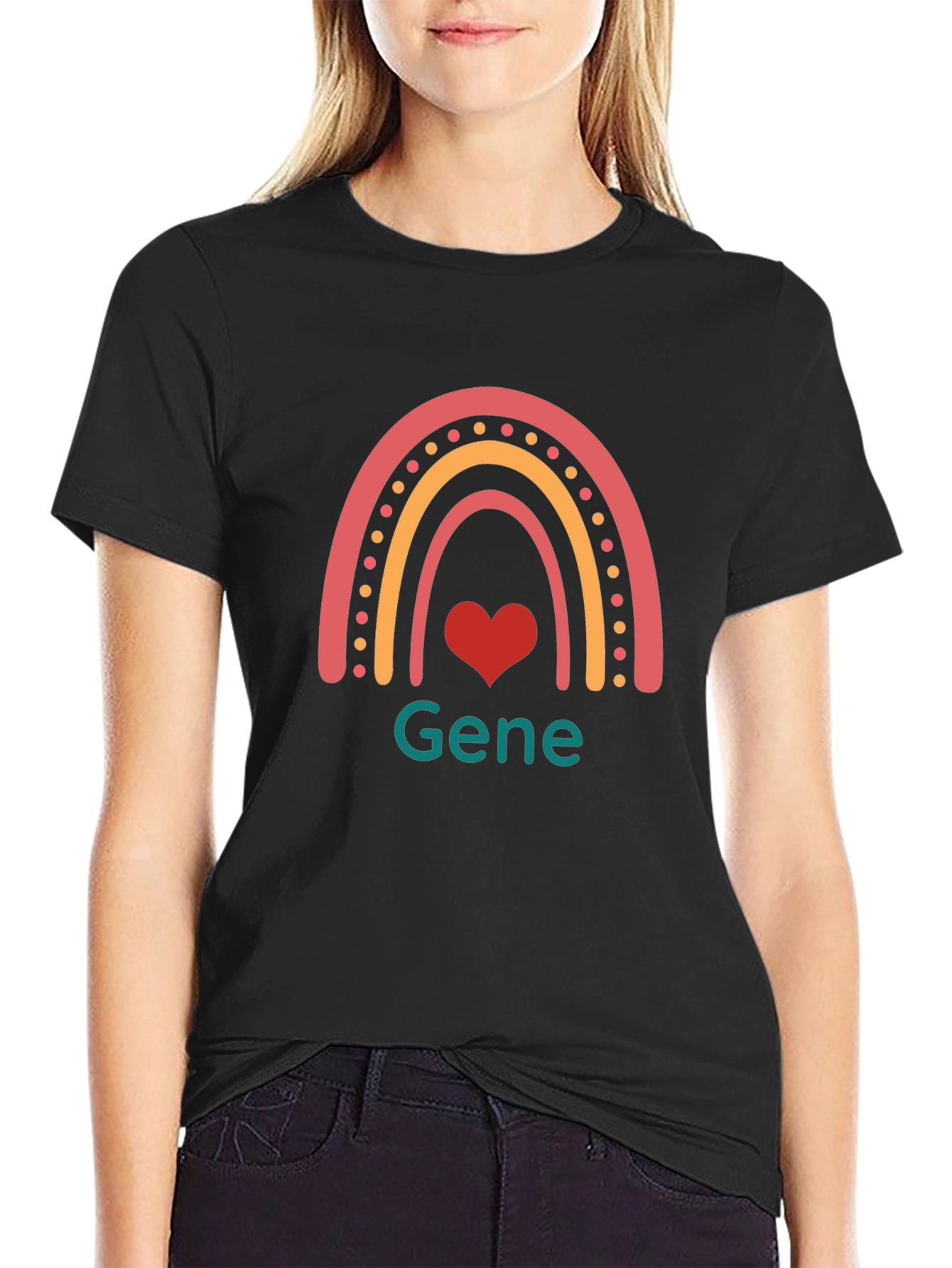 Rainbow Heart Gene Black T-Shirt
