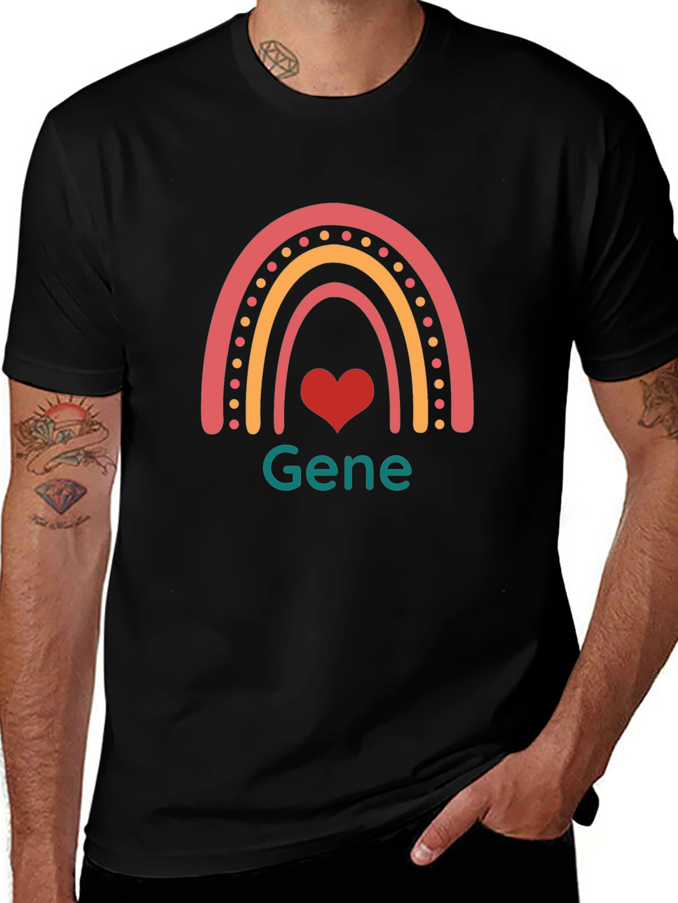 Rainbow Heart Gene Black T-Shirt