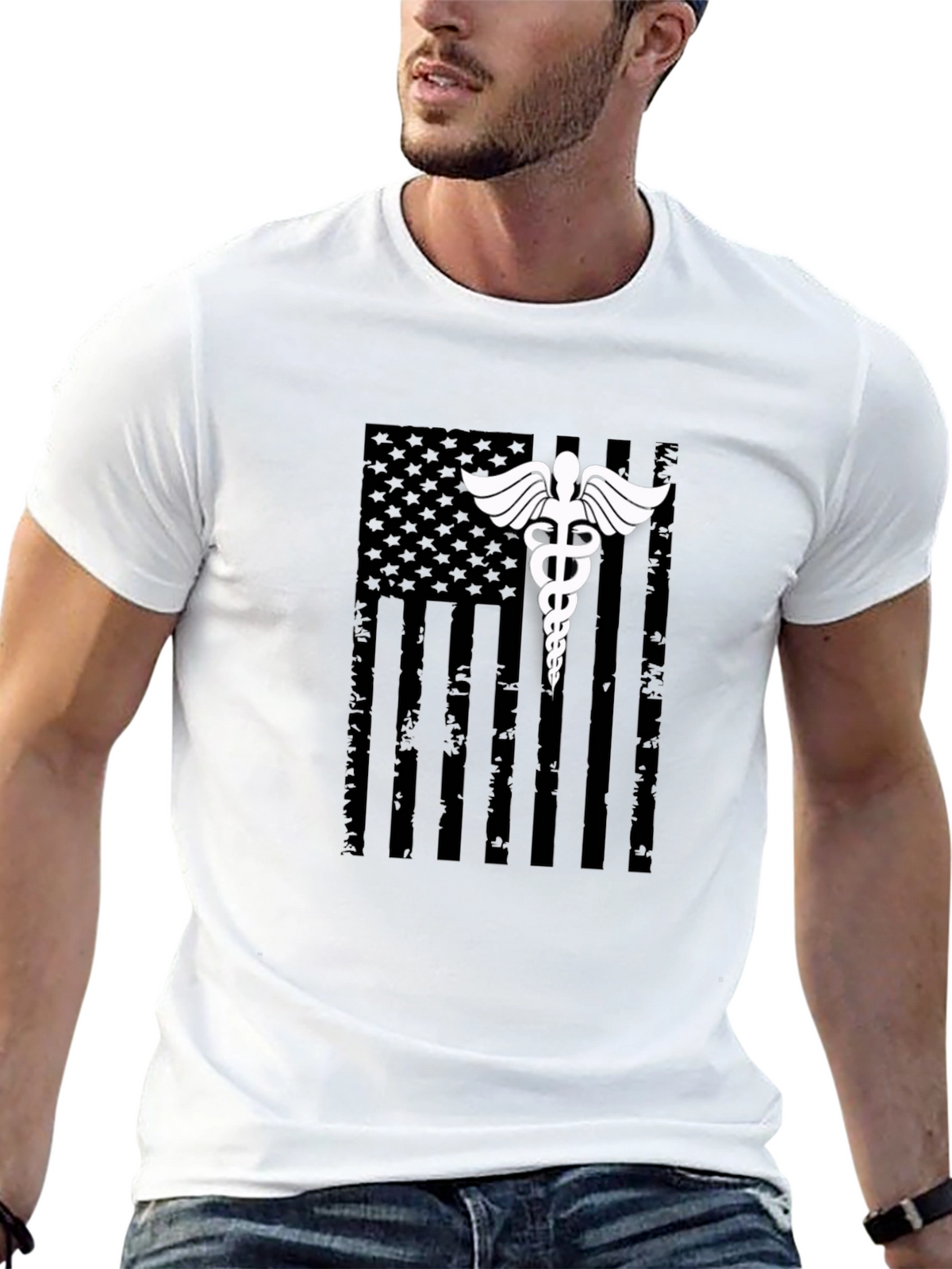 Medical American Flag Graphic T-Shirt