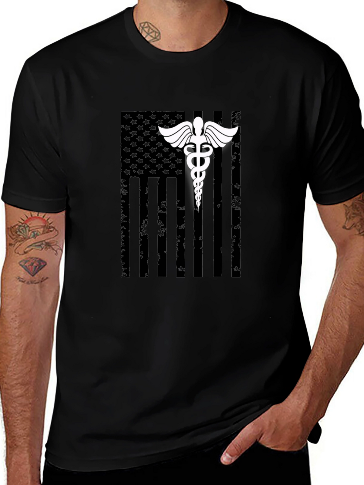 Medical American Flag Graphic T-Shirt