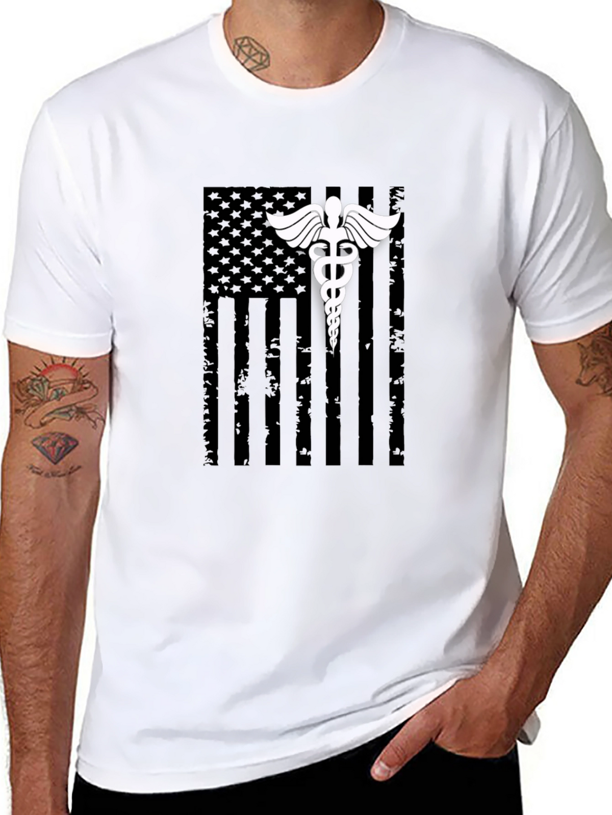 Medical American Flag Graphic T-Shirt
