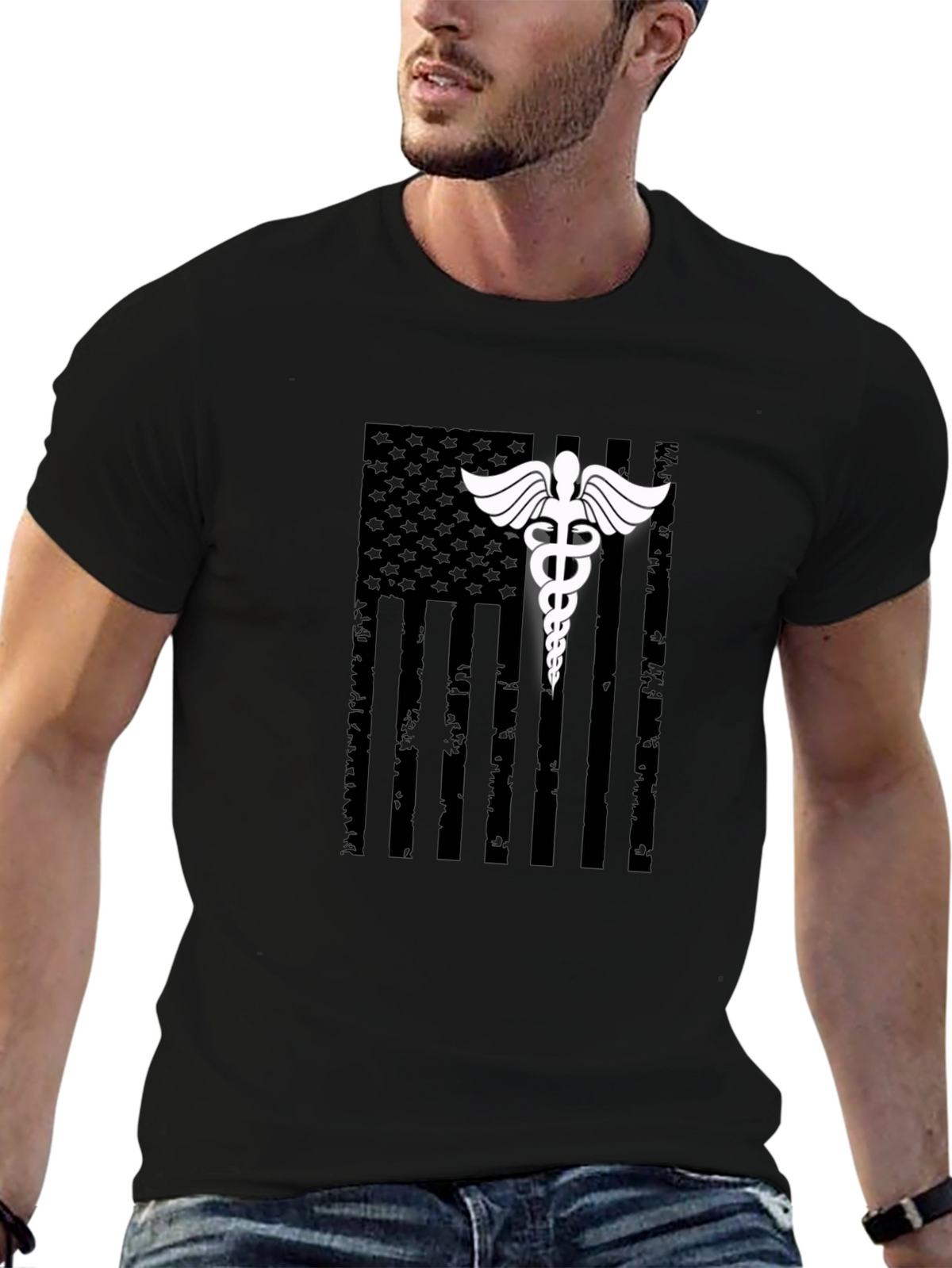 Medical American Flag Graphic T-Shirt