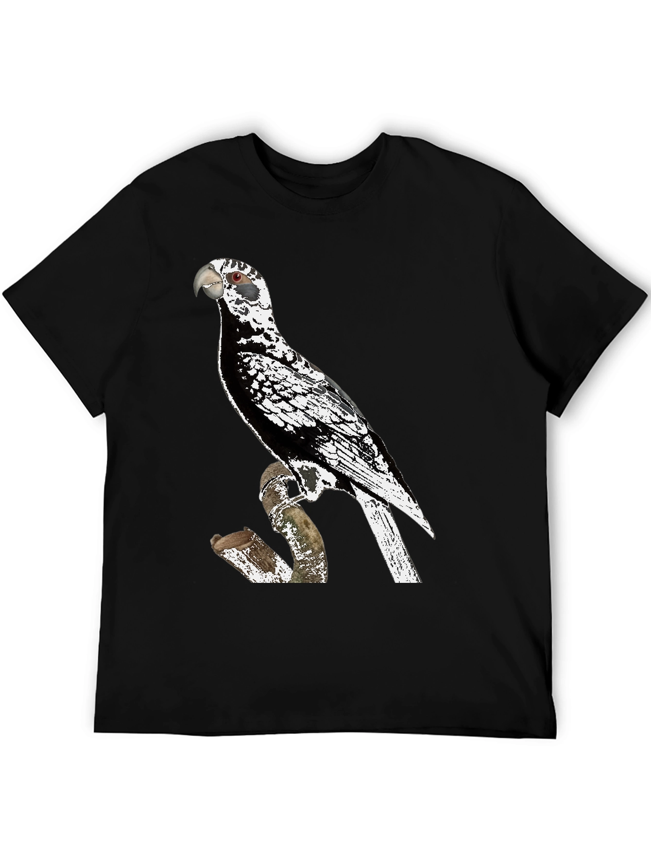 Black Parrot Graphic Tee - Unique Bird Design