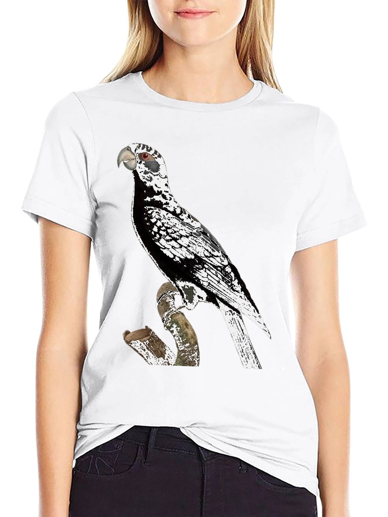 Black Parrot Graphic Tee - Unique Bird Design