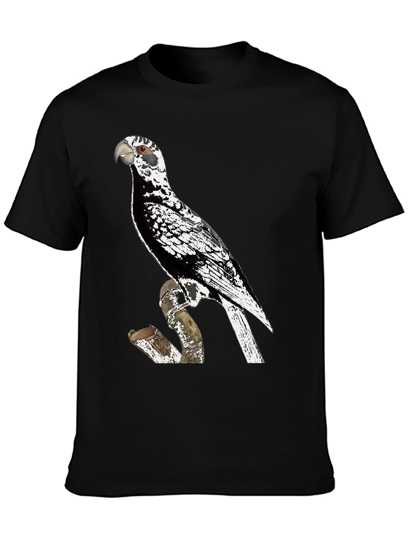 Black Parrot Graphic Tee - Unique Bird Design