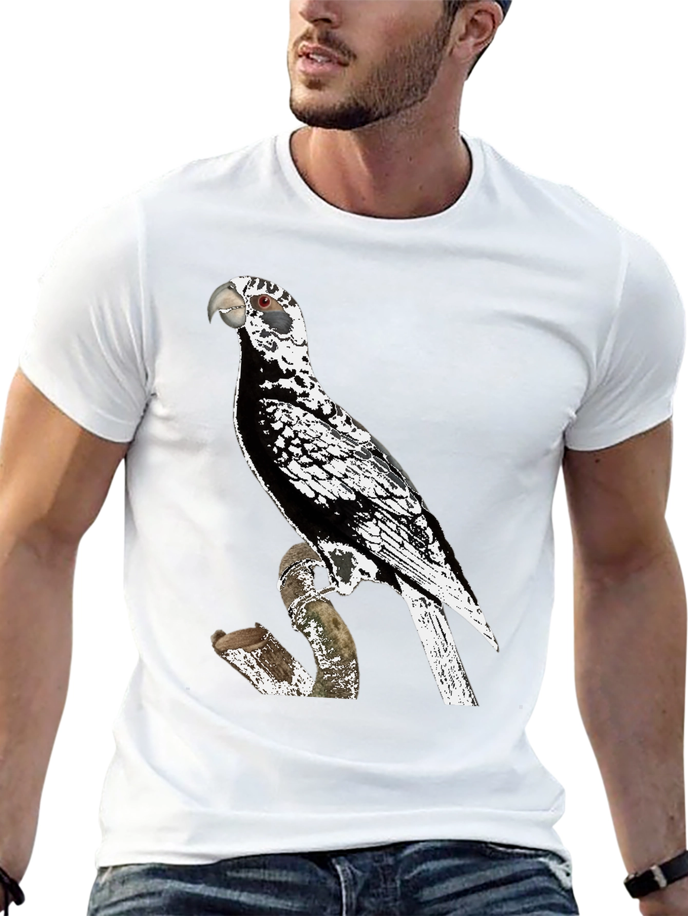 Black Parrot Graphic Tee - Unique Bird Design