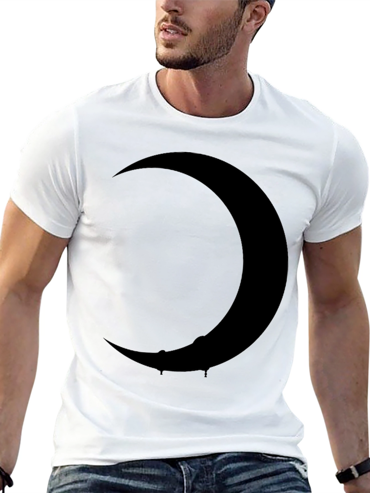 Crescent Moon Graphic Tee - Stylish Black T-Shirt