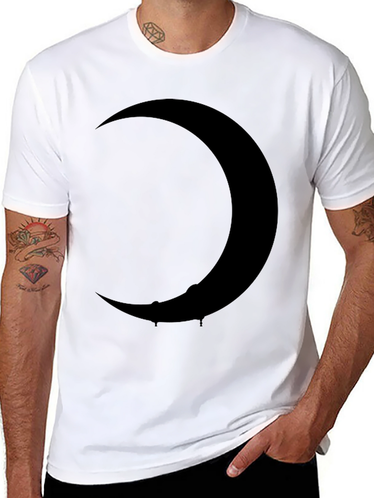 Crescent Moon Graphic Tee - Stylish Black T-Shirt