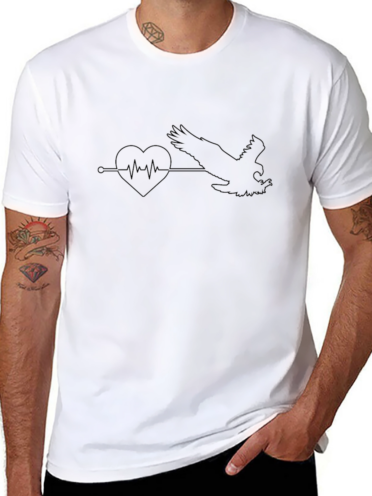 Heartbeat Eagle T-Shirt - Black