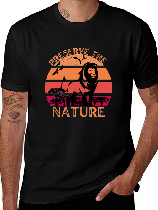 Preserve Nature Lion Sunset Graphic T-Shirt