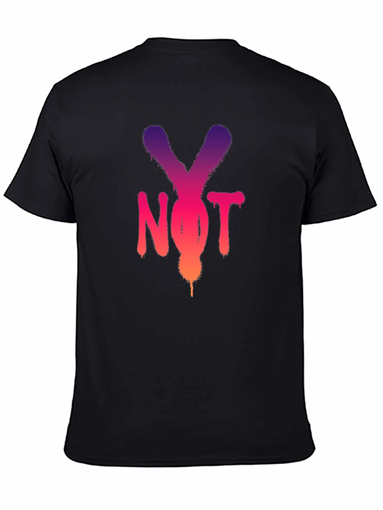 Y Not? Graphic Print Black T-Shirt