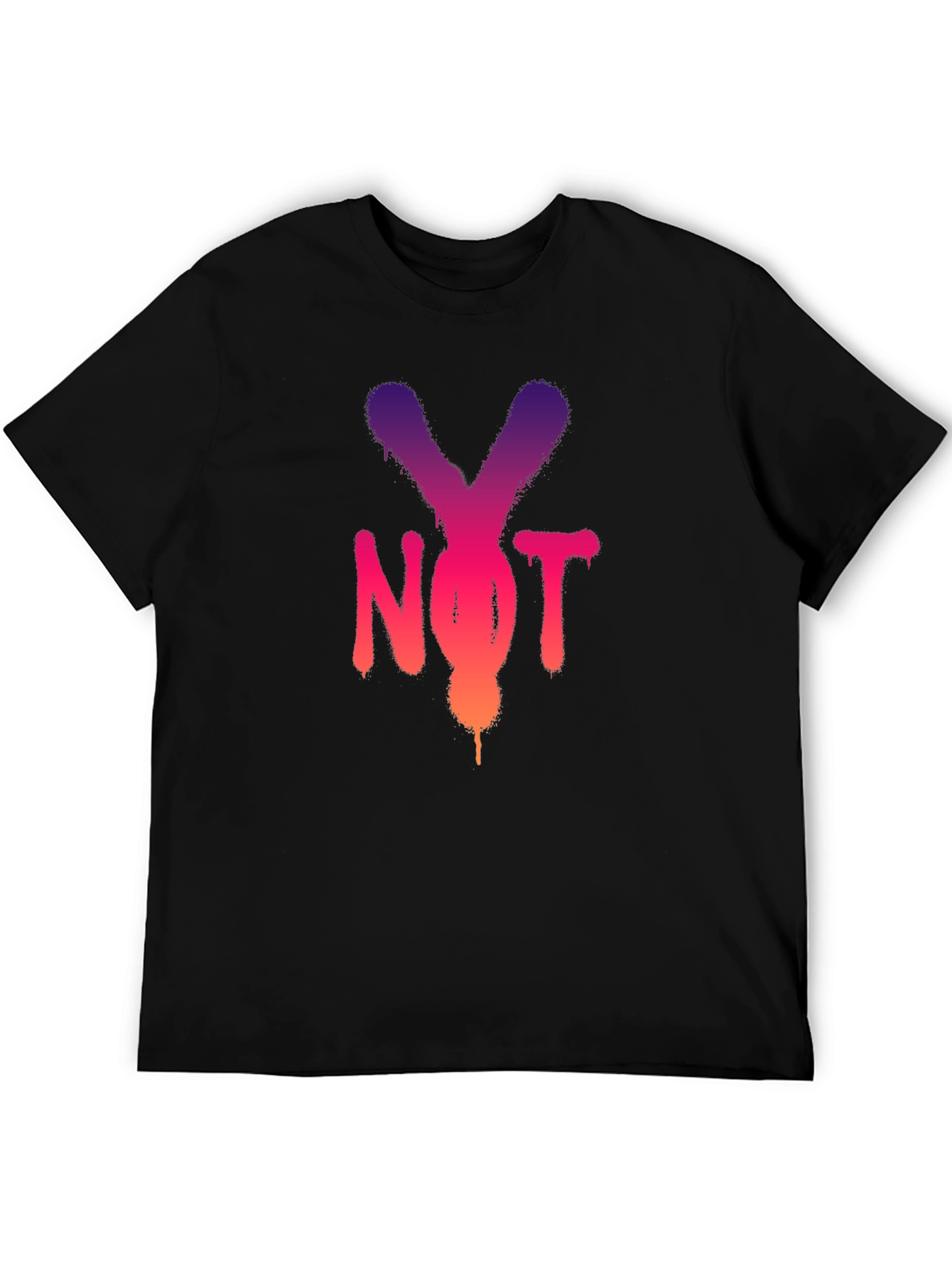 Y Not? Graphic Print Black T-Shirt