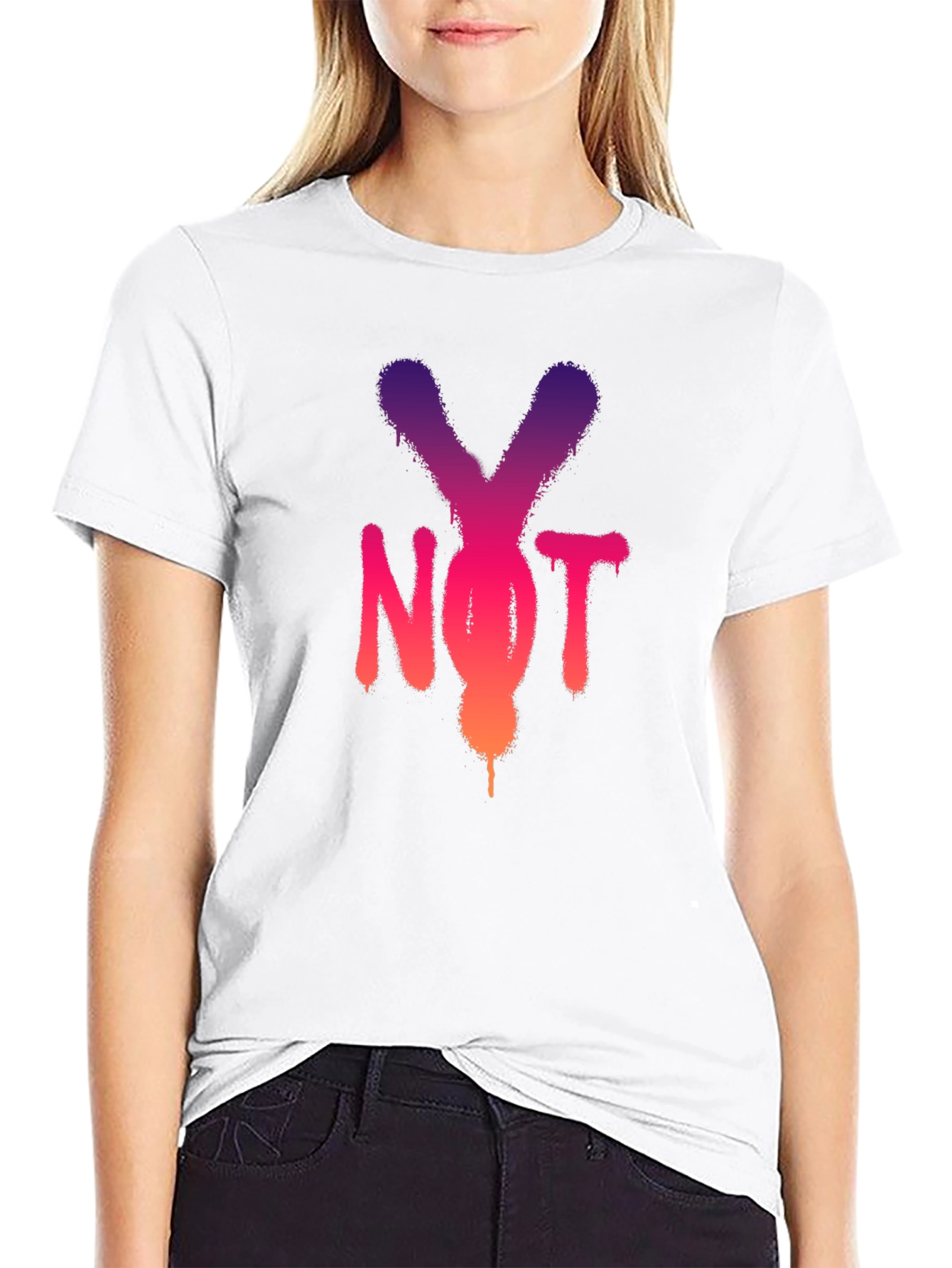 Y Not? Graphic Print Black T-Shirt