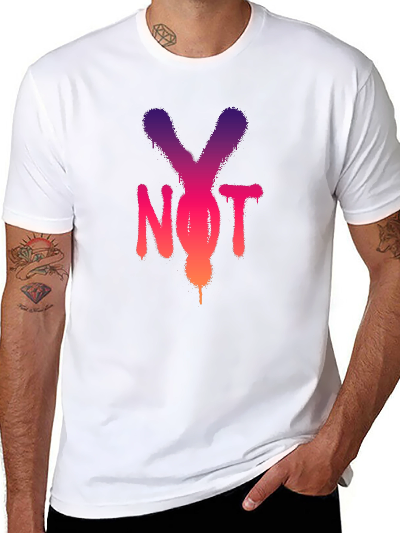 Y Not? Graphic Print Black T-Shirt