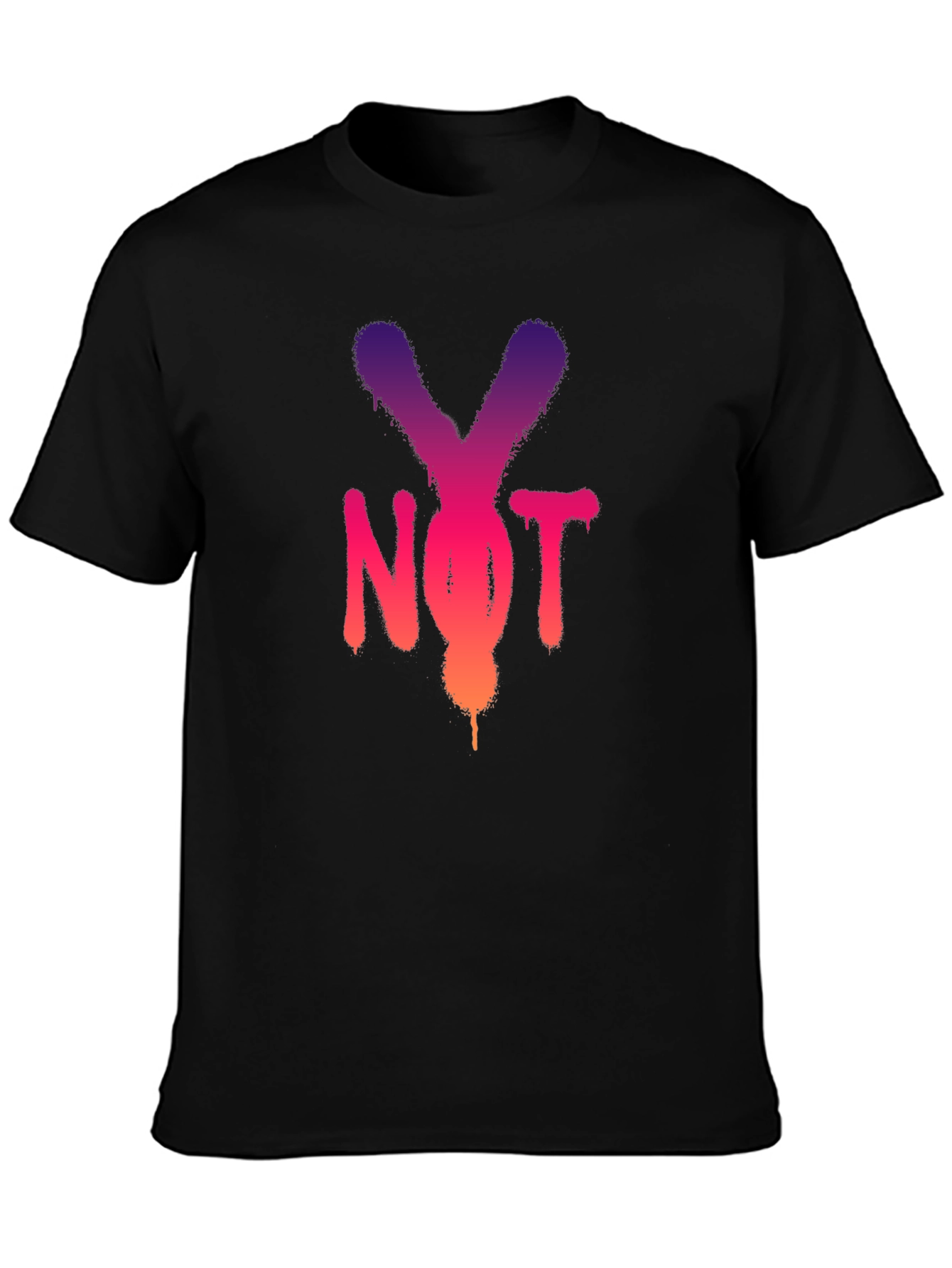 Y Not? Graphic Print Black T-Shirt