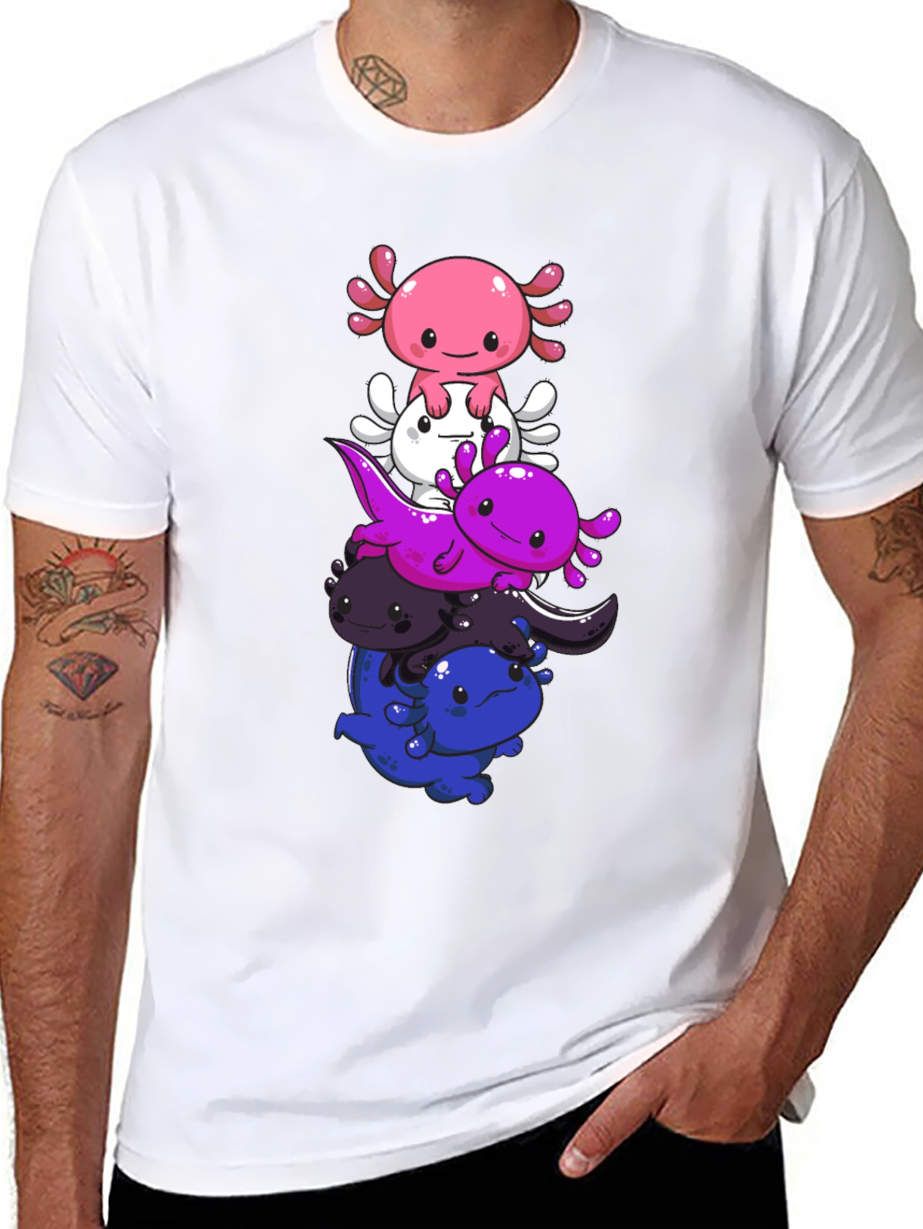 Stacked Axolotl Graphic Tee - Black