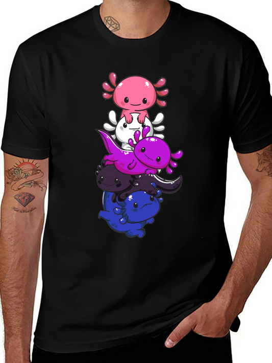 Stacked Axolotl Graphic Tee - Black